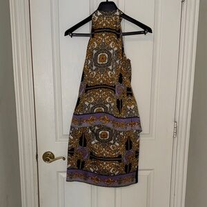 Laundry By Shelli Segal Black, Gold & Cream Baroque Print Top